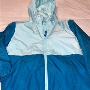 Eddie Bauer Teal and Light Blue Hooded Jacket